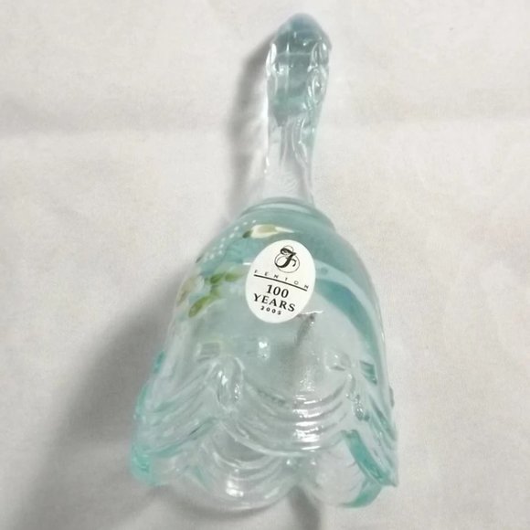 Fenton Glass Blue Hand-painted Bell with Flowers, 100 Years! - Picture 1 of 10